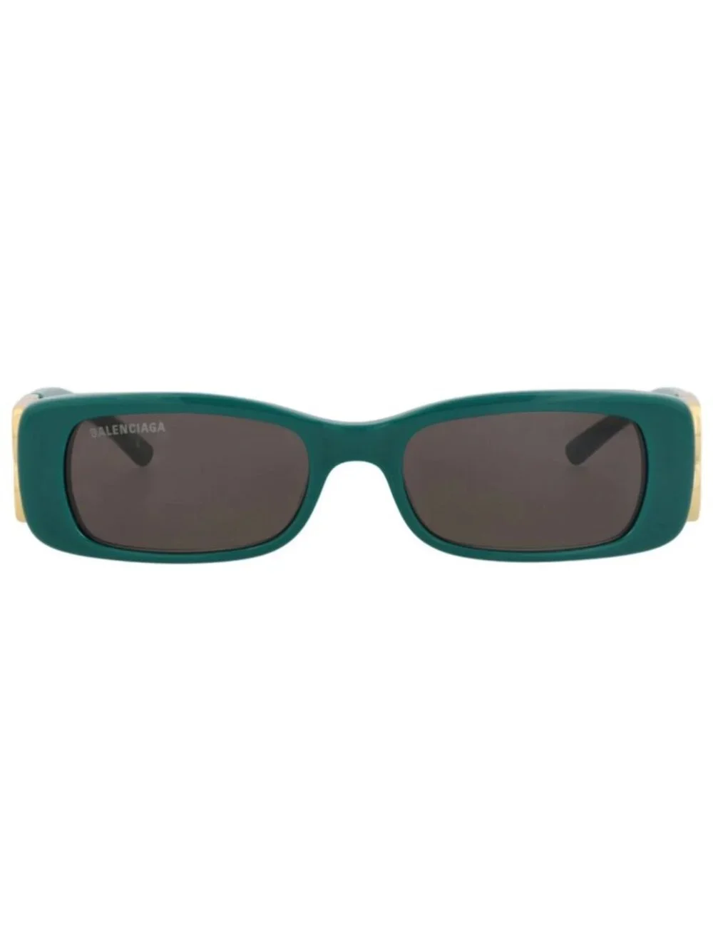 New Balenciaga Women's Sunglasses Square Rectangle Acetate Frame Green Gold Grey